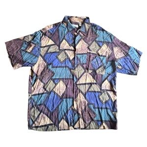 Vintage Pierre Cardin Shirt Men’s Size XL 100% Rayon Button Up Short Sleeve